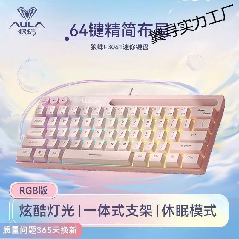 Wolf Spider F3061 Mechanical Feel Small And Convenient 64-Key Office Game Rgb Desktop Notebook Home - Image 3